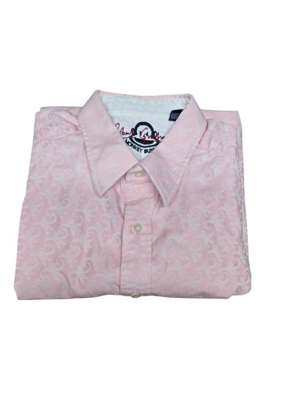 Robert Graham Monkey Business Mens L Cotton Button Down Shirt Long Sleeve Pink